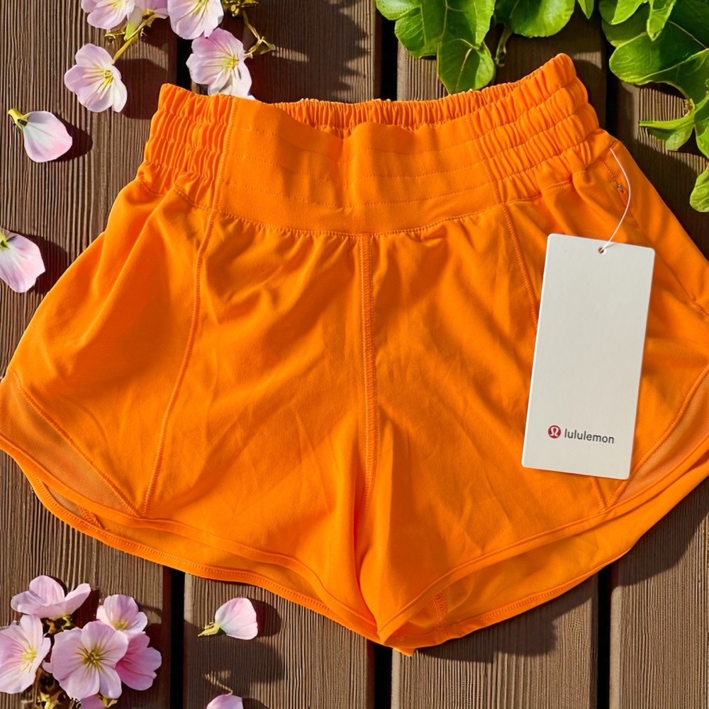 Lululemon Athletica Orange Athletic Shorts Relaxed Fit